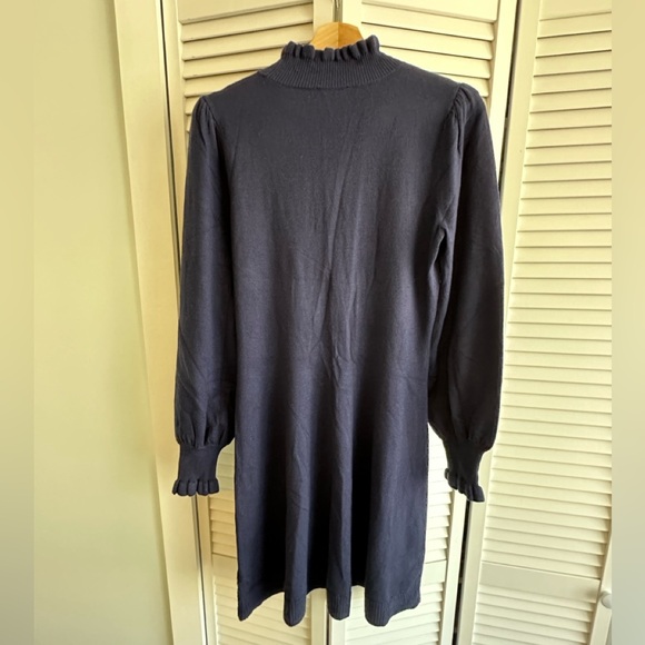 Mock neck long sleeve fit and flare sweater dress. - Picture 3 of 3